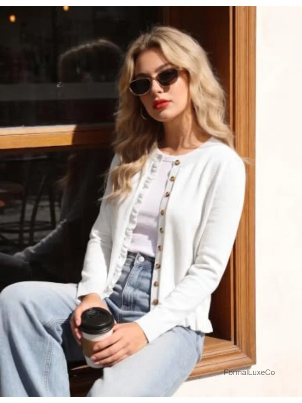 Knit Cardigan Puff Sleeve Button Down Women Winter Casual Sweater